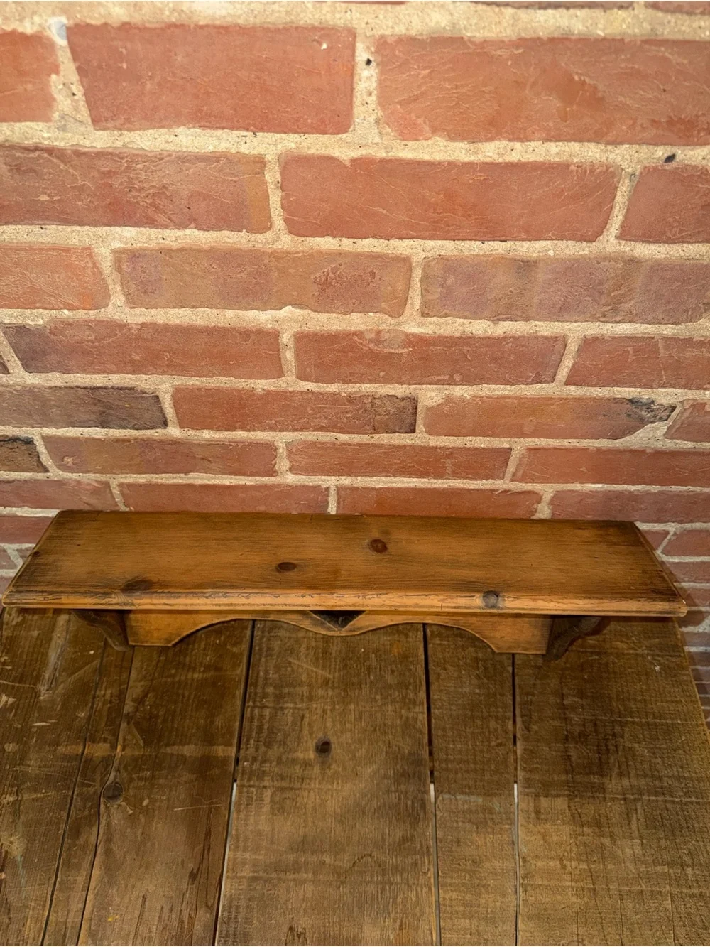 Wooden Heart Cutout Wall Shelf - Rustic Brown Farmhouse